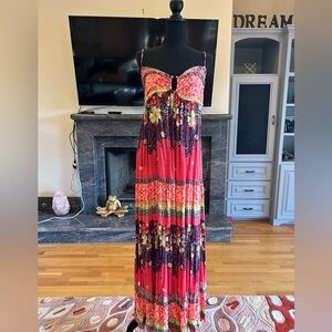 NWT Gorgeous Red Maxi Floral Dress Adjustable!